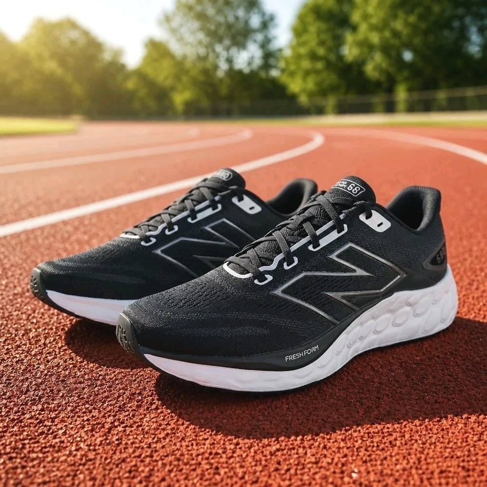 New Balance 680 v8 Running Shoe Fresh Foam W680LK8 Black Grey Women Size 9.5